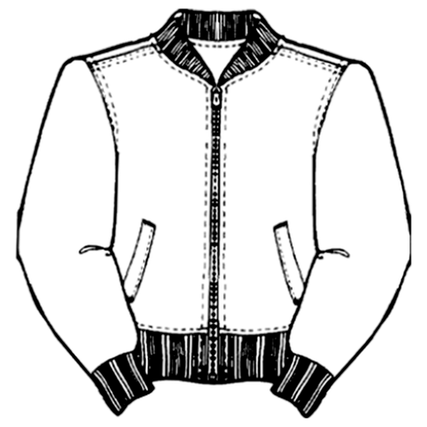 Line drawing of the Brents Reissue 1940 Denim Baseball Jacket